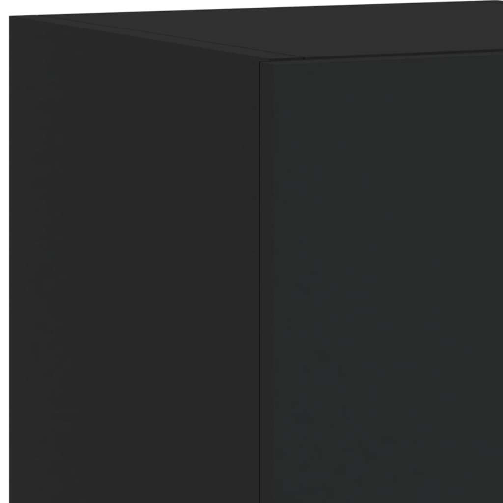 Έπιπλα Τοίχου Τηλεόρασης 4 τεμ LED Μαύρα από Επεξεργασμένο Ξύλο