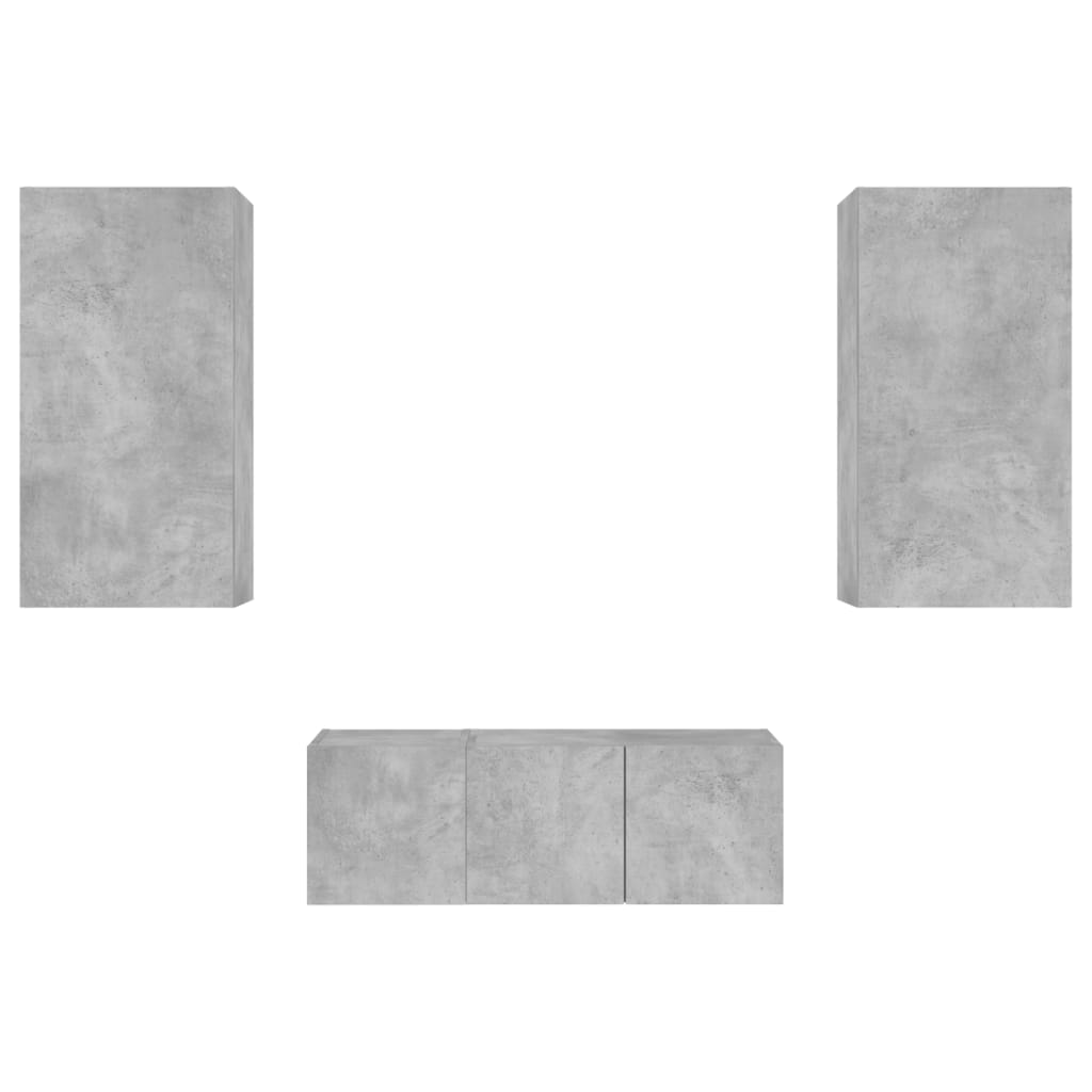 Έπιπλα Τοίχου Τηλεόρασης 4 τεμ. LED Γκρι Σκυρ. από Επεξ. Ξύλο