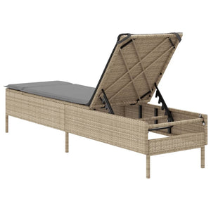 Ξαπλώστρα Μπεζ από Συνθετικό Ρατάν με Μαξιλάρια