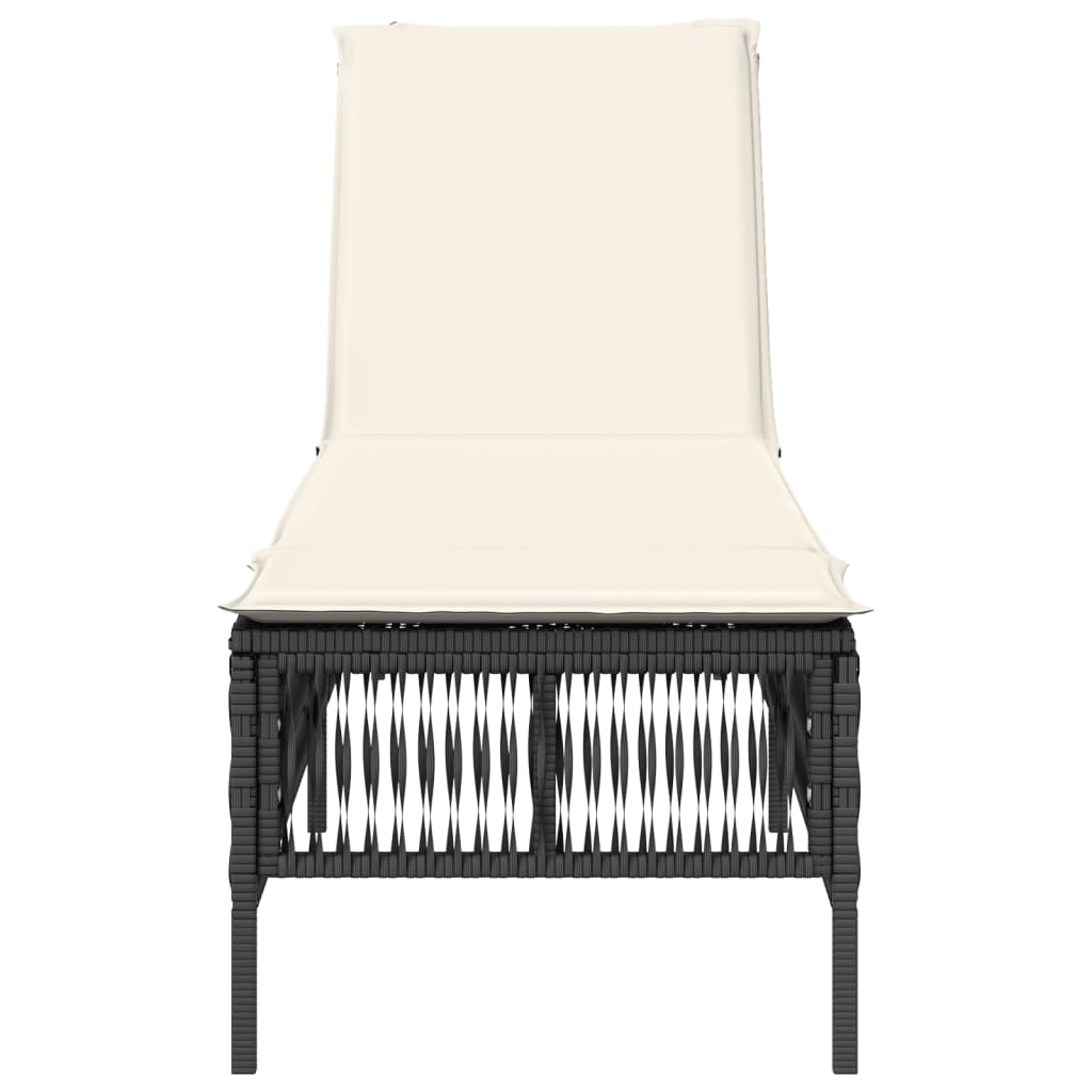 Ξαπλώστρα Μαύρη από Συνθετικό Ρατάν με Μαξιλάρι