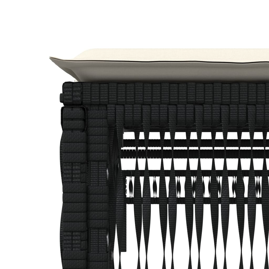 Ξαπλώστρες 2 τεμ. Μαύρες από Συνθετικό Ρατάν με Τραπέζι