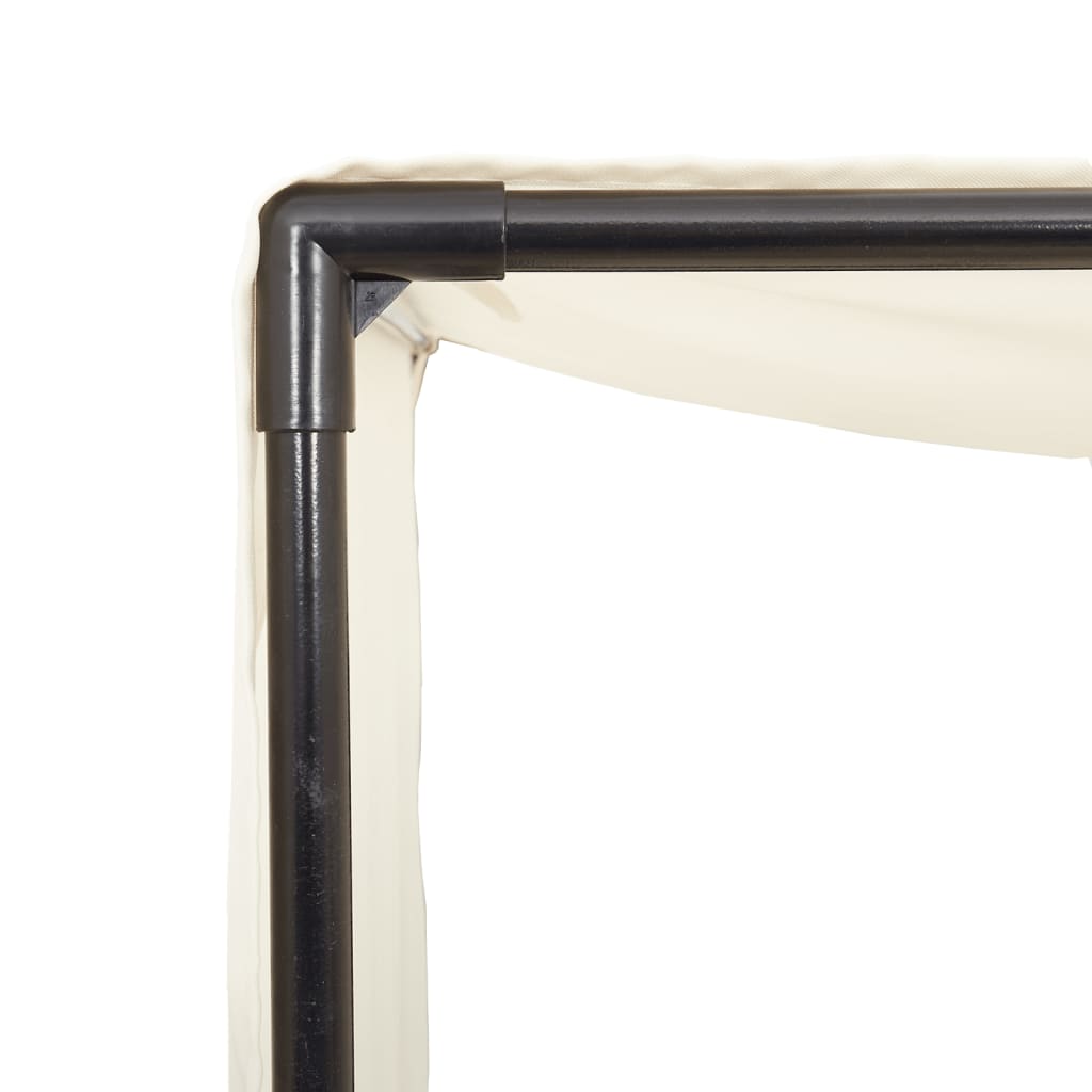 Ξαπλώστρα Διπλή Μαύρη από Συνθετικό Ρατάν με Οροφή / Κουρτίνες