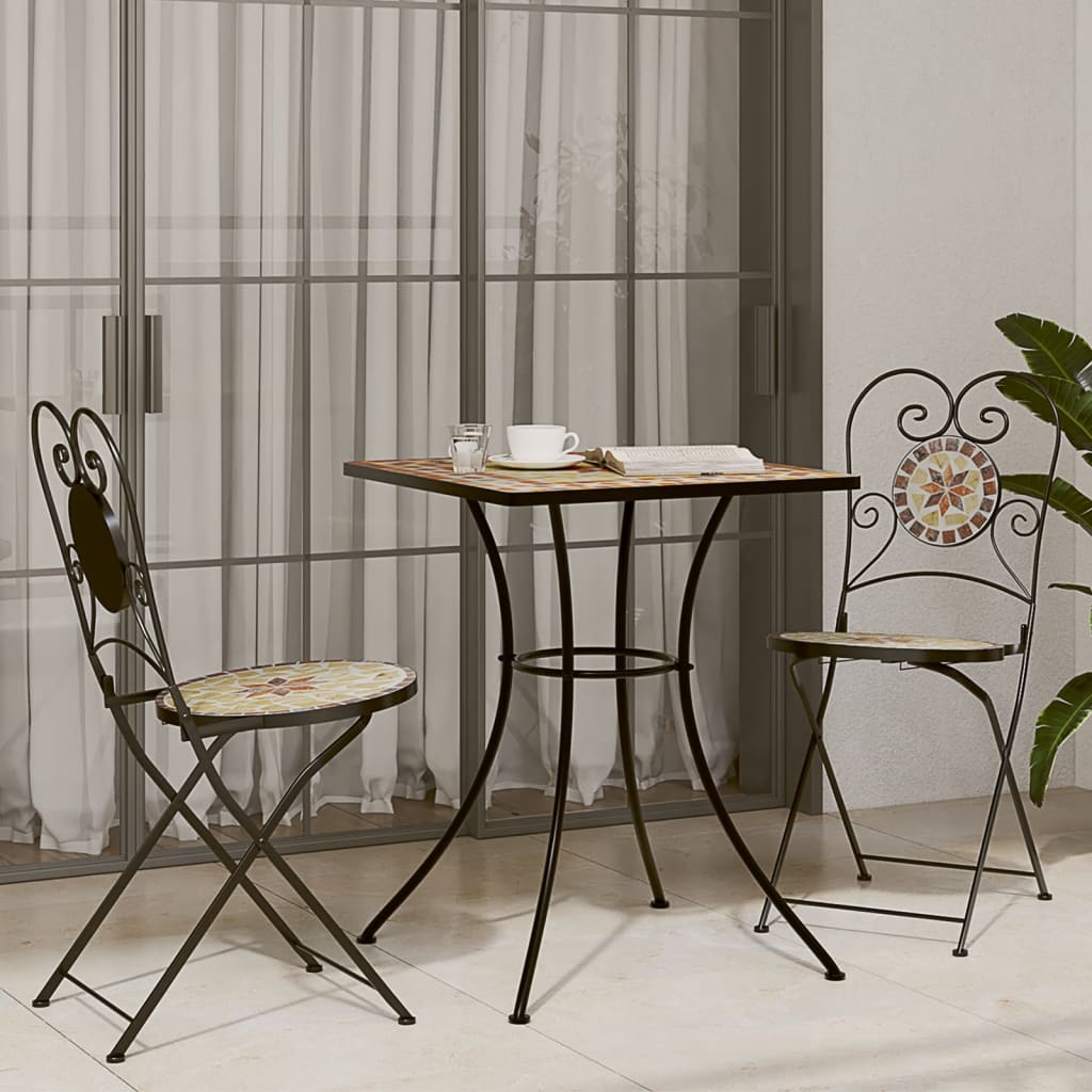 Τραπέζι Bistro «Μωσαϊκό» Τερακότα 60x60x74 εκ. Κεραμικό