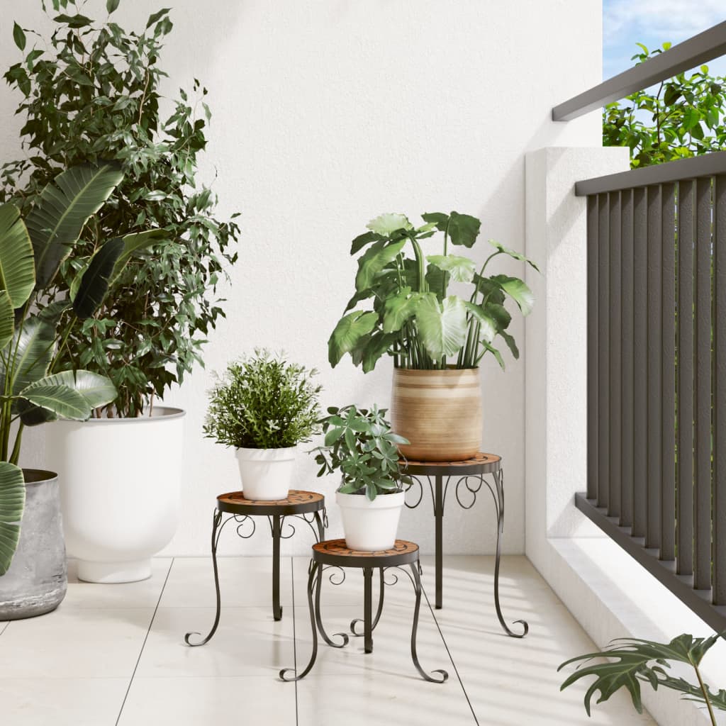 Ανθοστήλες «Μωσαϊκό» 3 τεμ. Χρώμα Τερακότα Κεραμικές