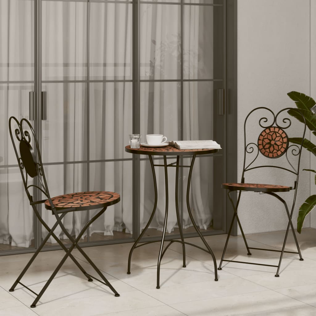 Τραπέζι Bistro «Μωσαϊκό» Τερακότα Ø50x70 εκ. Κεραμικό
