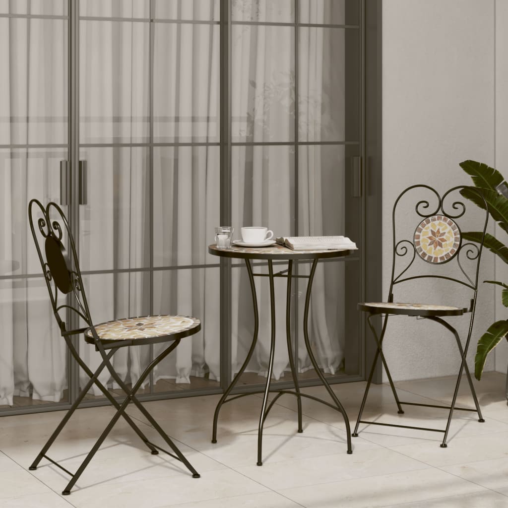Τραπέζι Bistro «Μωσαϊκό» Τερακότα/Λευκό Ø50x70 εκ. Κεραμικό - Pakobazaar