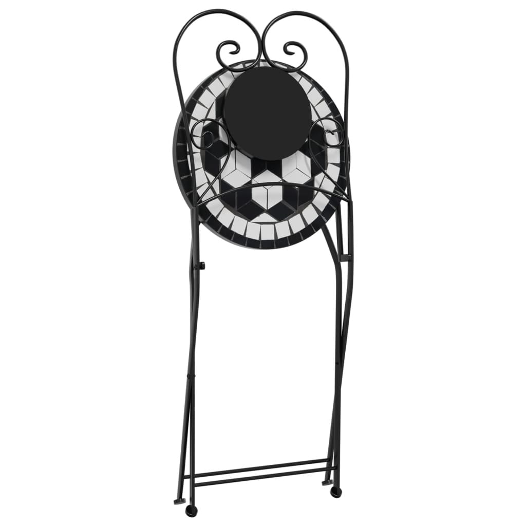 Καρέκλες Bistro Πτυσσόμενες 2 τεμ. Μαύρες/Λευκές Κεραμικές