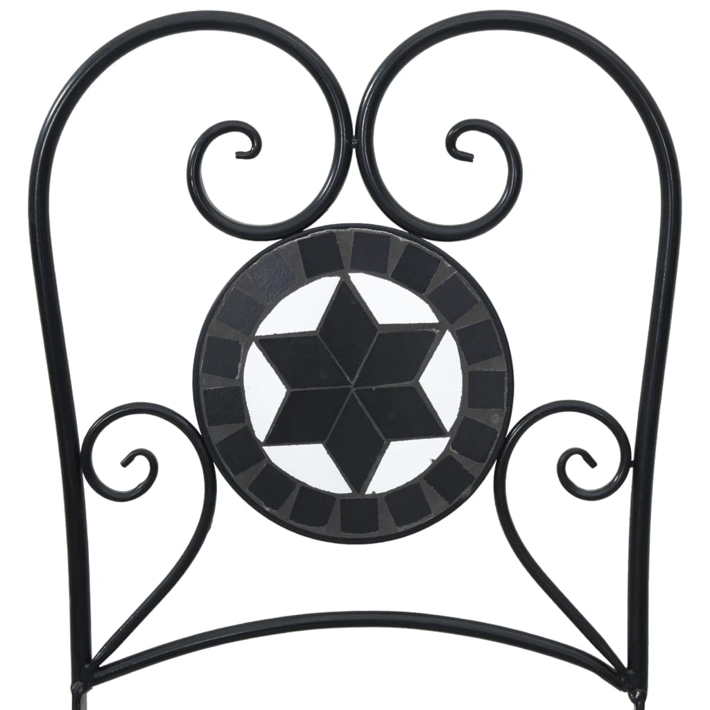 Καρέκλες Bistro Πτυσσόμενες 2 τεμ. Μαύρες/Λευκές Κεραμικές