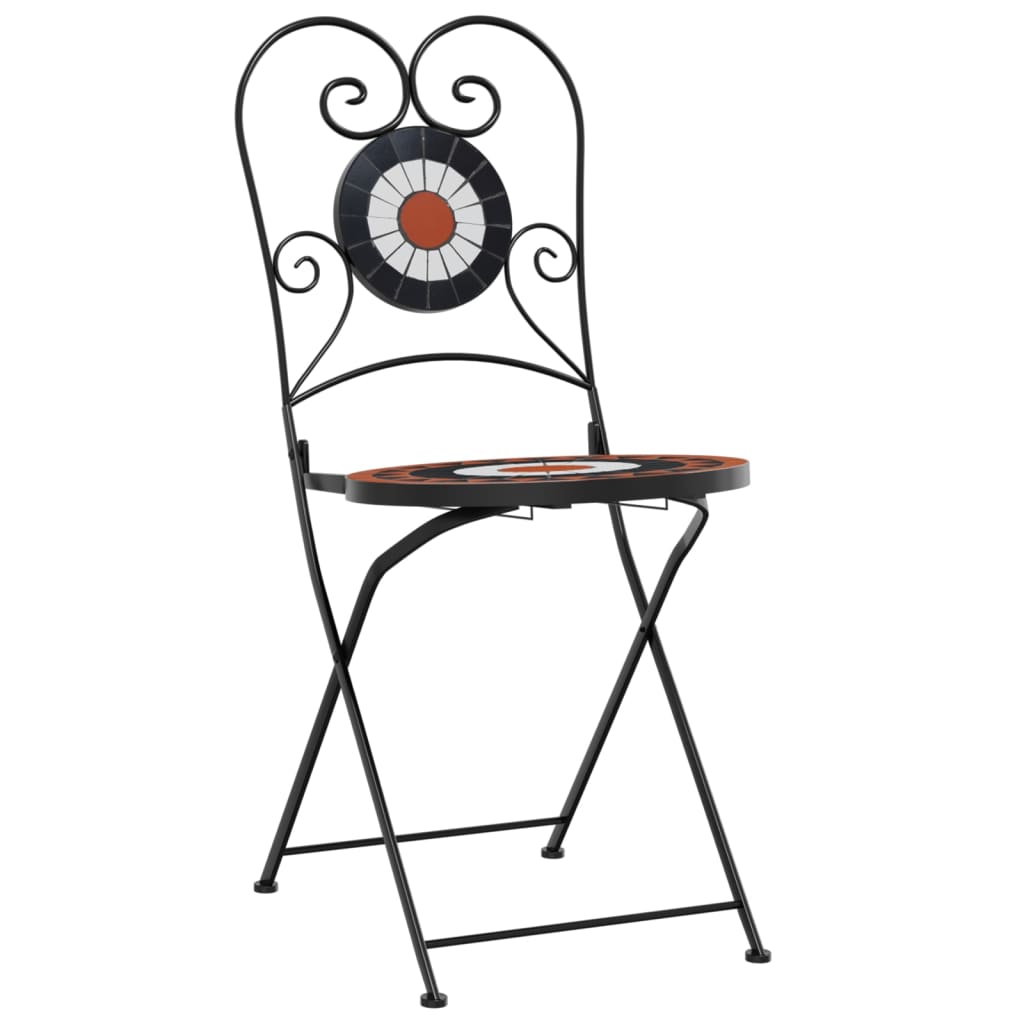 Καρέκλες Bistro Πτυσσόμενες 2 τεμ. Τερακότα/Λευκές Κεραμικές