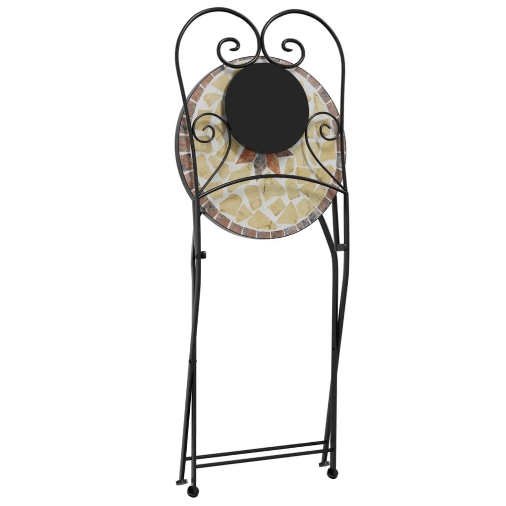 Καρέκλες Bistro Πτυσσόμενες 2 τεμ. Τερακότα/Λευκές Κεραμικές