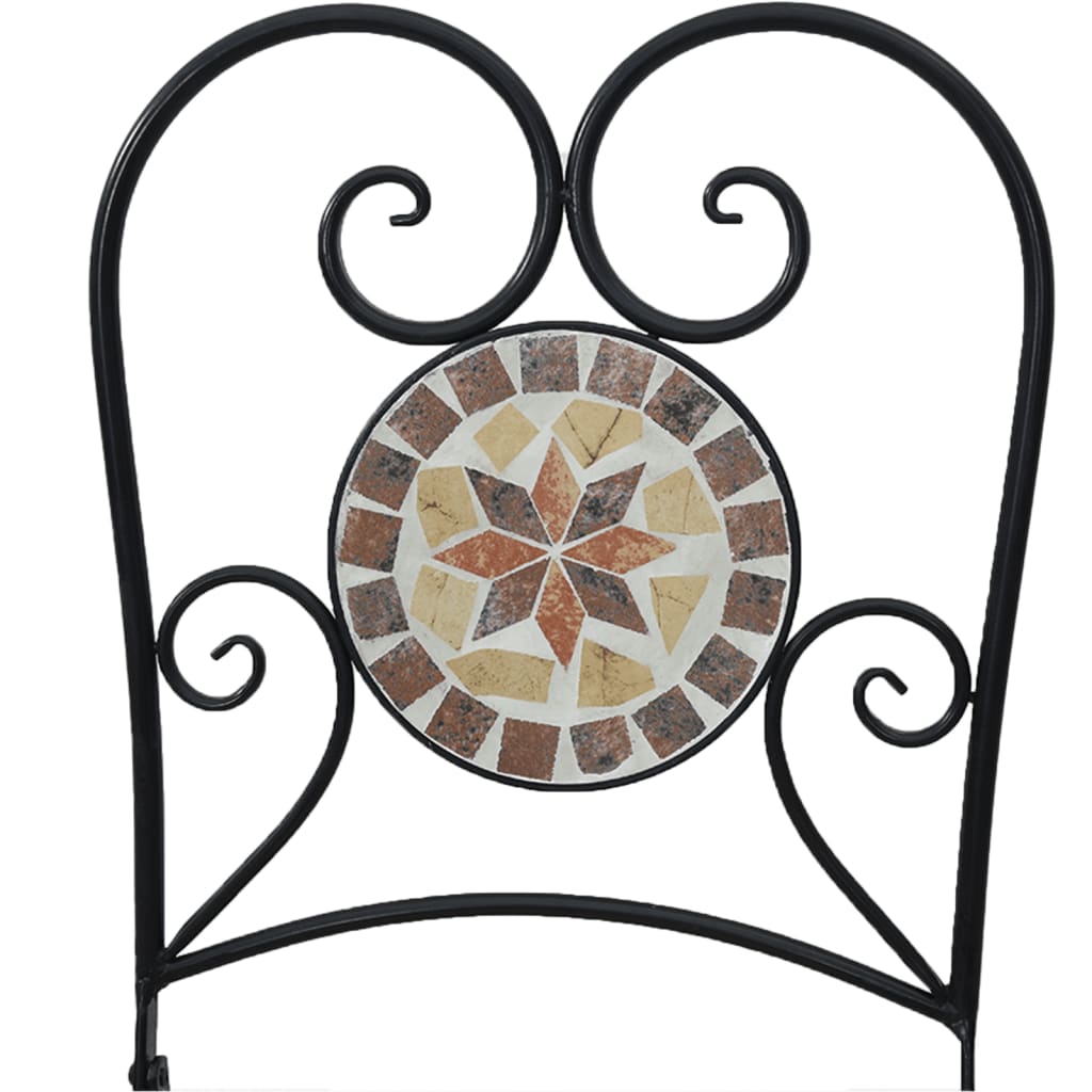 Καρέκλες Bistro Πτυσσόμενες 2 τεμ. Τερακότα/Λευκές Κεραμικές