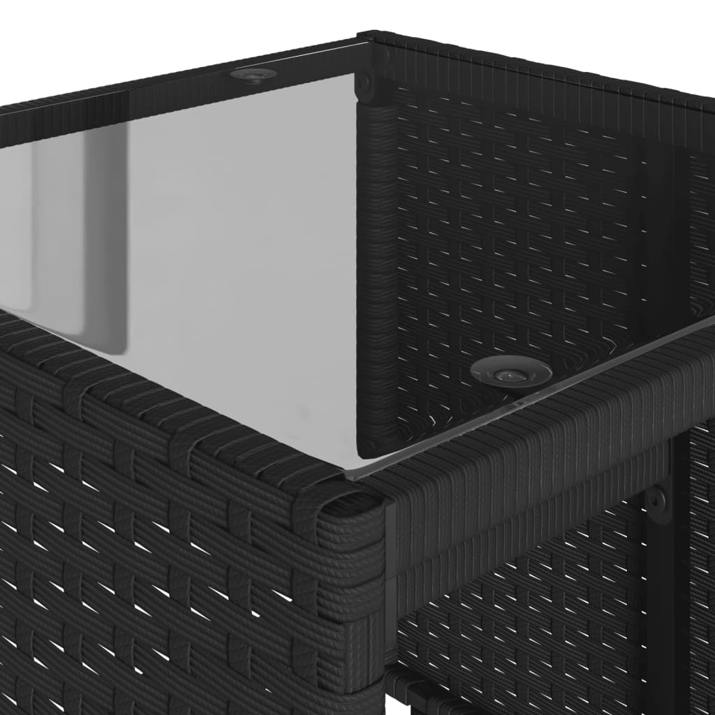 Σαλόνι Κήπου Σετ 4 Τεμαχίων με Μαξιλάρια Μαύρο Συνθετικό Ρατάν