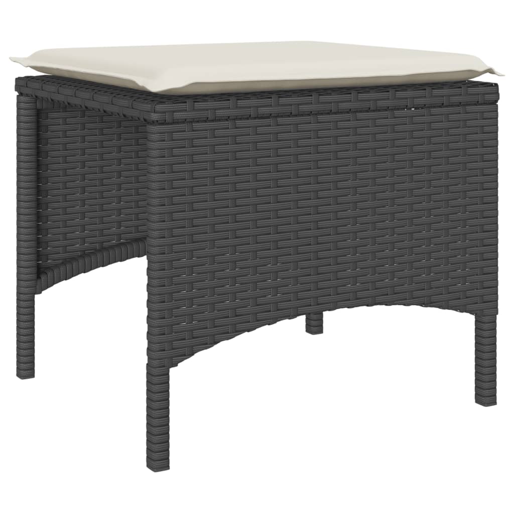 Καναπές Κήπου Διθέσιος με Τραπέζι & Σκαμπό Μαύρος Συνθ. Ρατάν