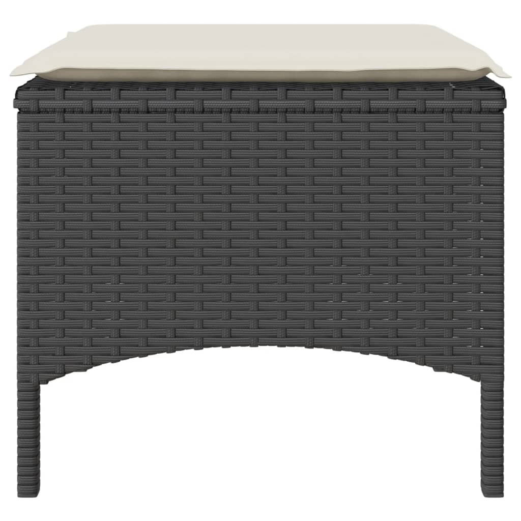 Καναπές Κήπου Διθέσιος με Τραπέζι & Σκαμπό Μαύρος Συνθ. Ρατάν