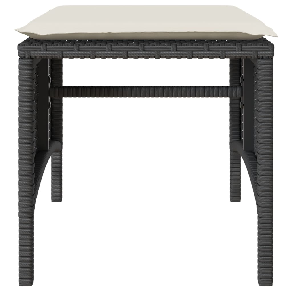 Καναπές Κήπου Διθέσιος με Τραπέζι & Σκαμπό Μαύρος Συνθ. Ρατάν