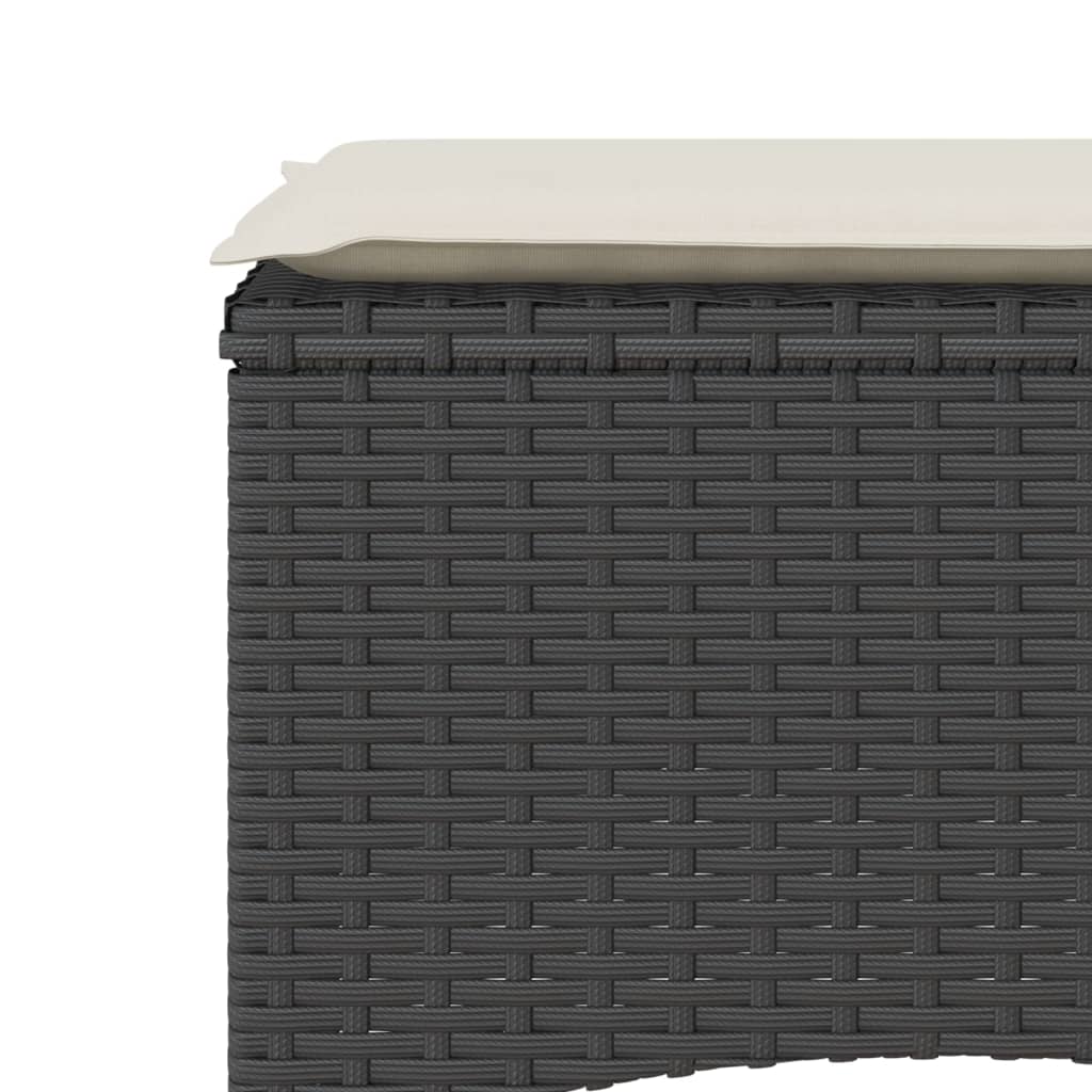 Καναπές Κήπου Διθέσιος με Τραπέζι & Σκαμπό Μαύρος Συνθ. Ρατάν