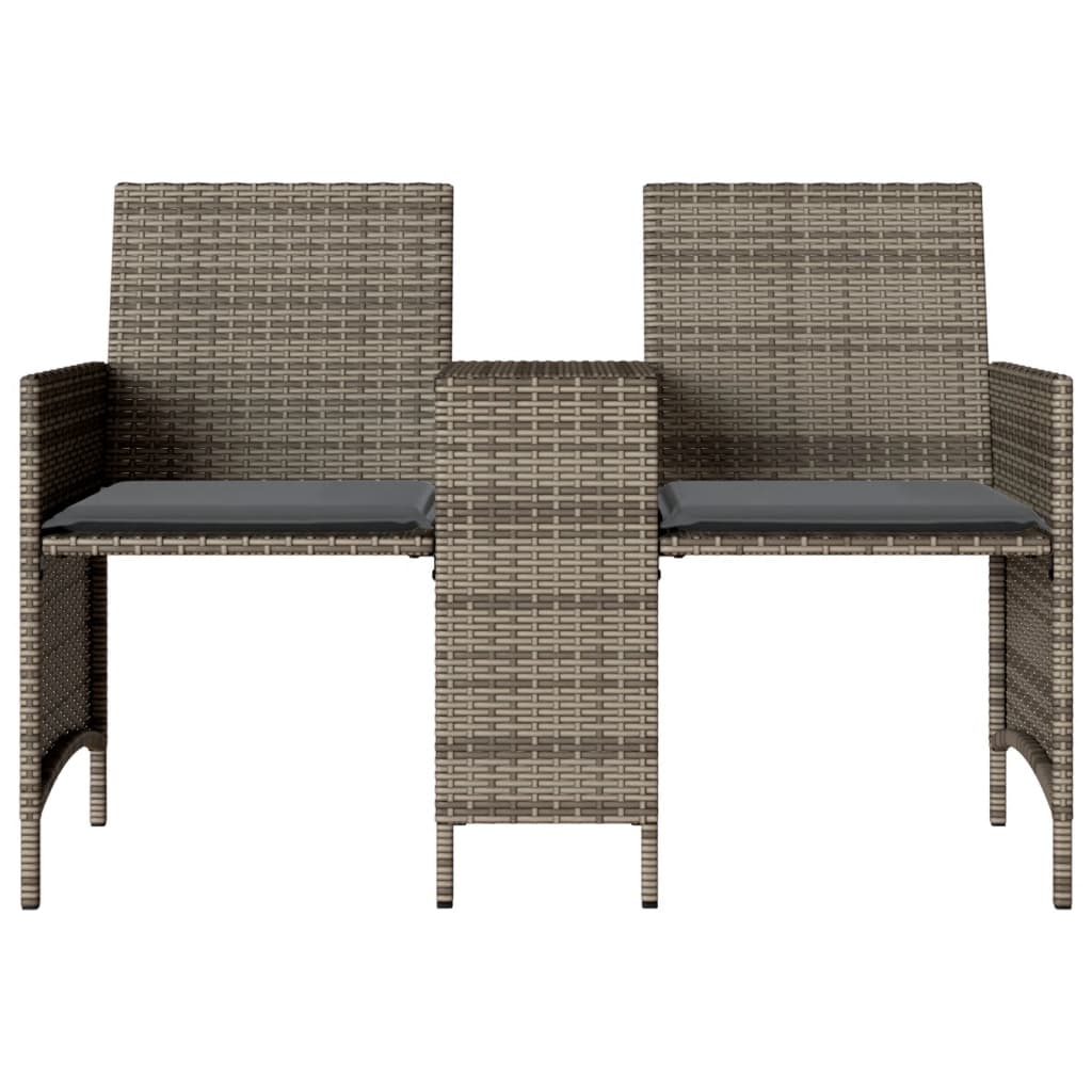 Καναπές Κήπου Διθέσιος με Τραπέζι & Σκαμπό Γκρι Συνθ. Ρατάν