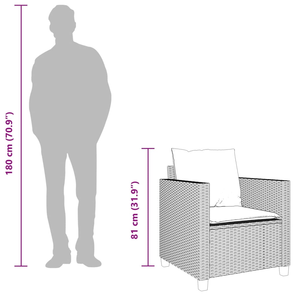 Σετ Επίπλων Bistro 3 τεμ. Καφέ Συνθετικό Ρατάν με Μαξιλάρια