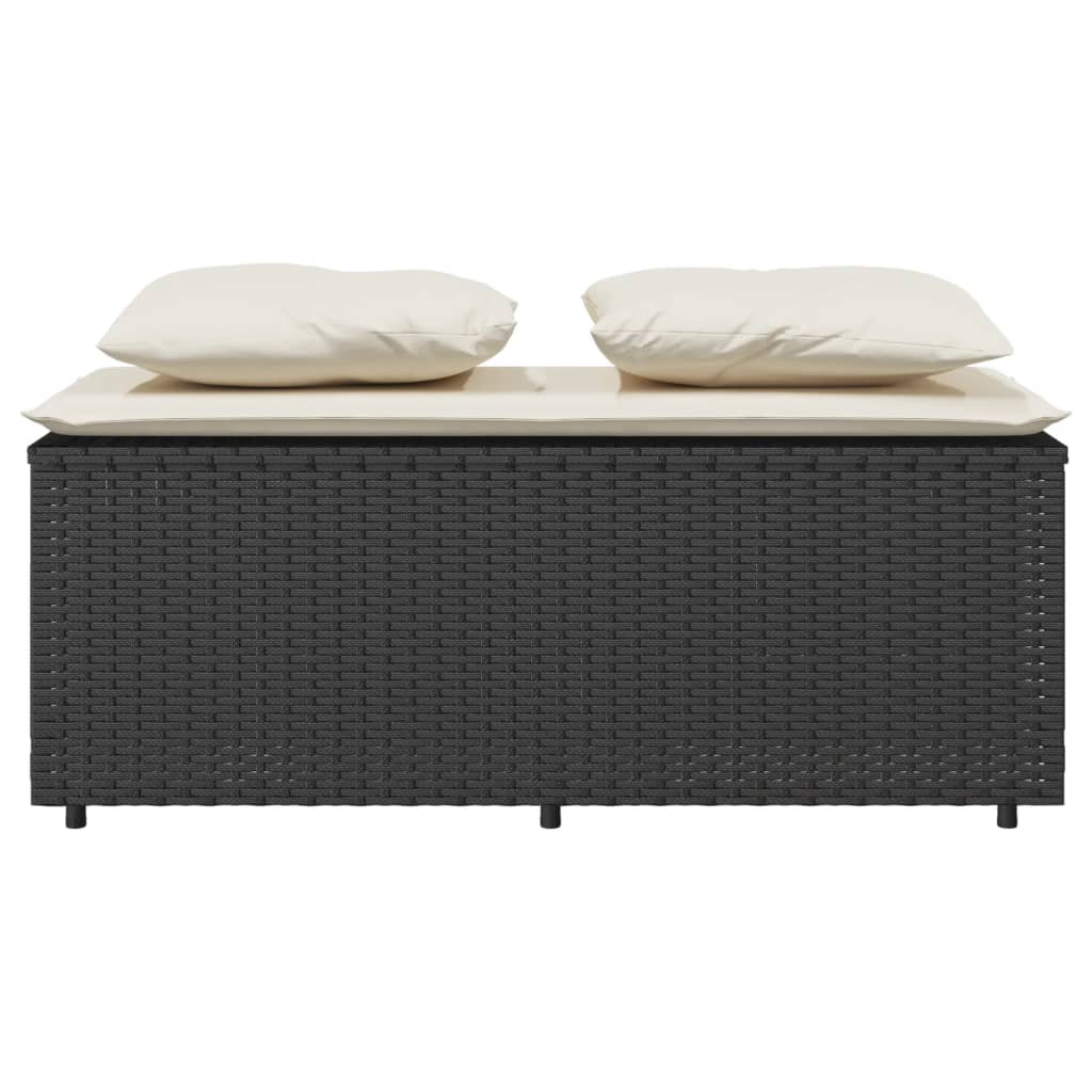 Σετ Τραπεζαρίας Κήπου 3 τεμ. Μαύρο Συνθετικό Ρατάν με Μαξιλάρια