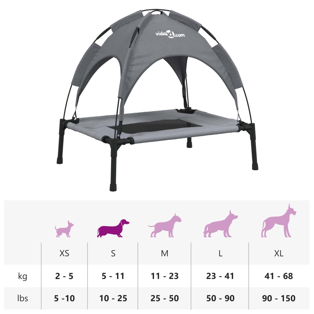 Κρεβάτι Σκύλου με Σκίαστρο Ανθρακί Ύφασμα Oxford και Ατσάλι - PAKOBAZAAR