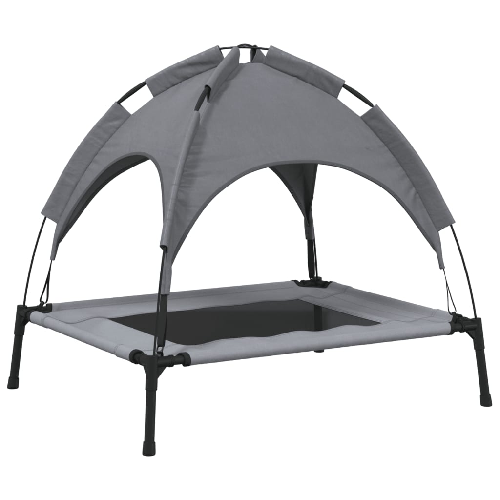 Κρεβάτι Σκύλου με Σκίαστρο Ανθρακί Ύφασμα Oxford και Ατσάλι - PAKOBAZAAR