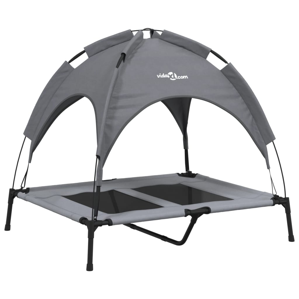 Κρεβάτι Σκύλου με Σκίαστρο Ανθρακί Ύφασμα Oxford και Ατσάλι - PAKOBAZAAR