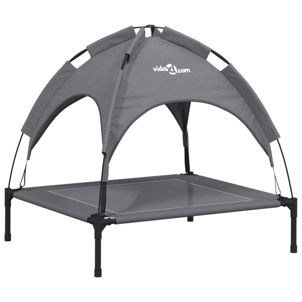 Κρεβάτι Σκύλου με Σκίαστρο Ανθρακί Ύφασμα Oxford και Ατσάλι - PAKOBAZAAR