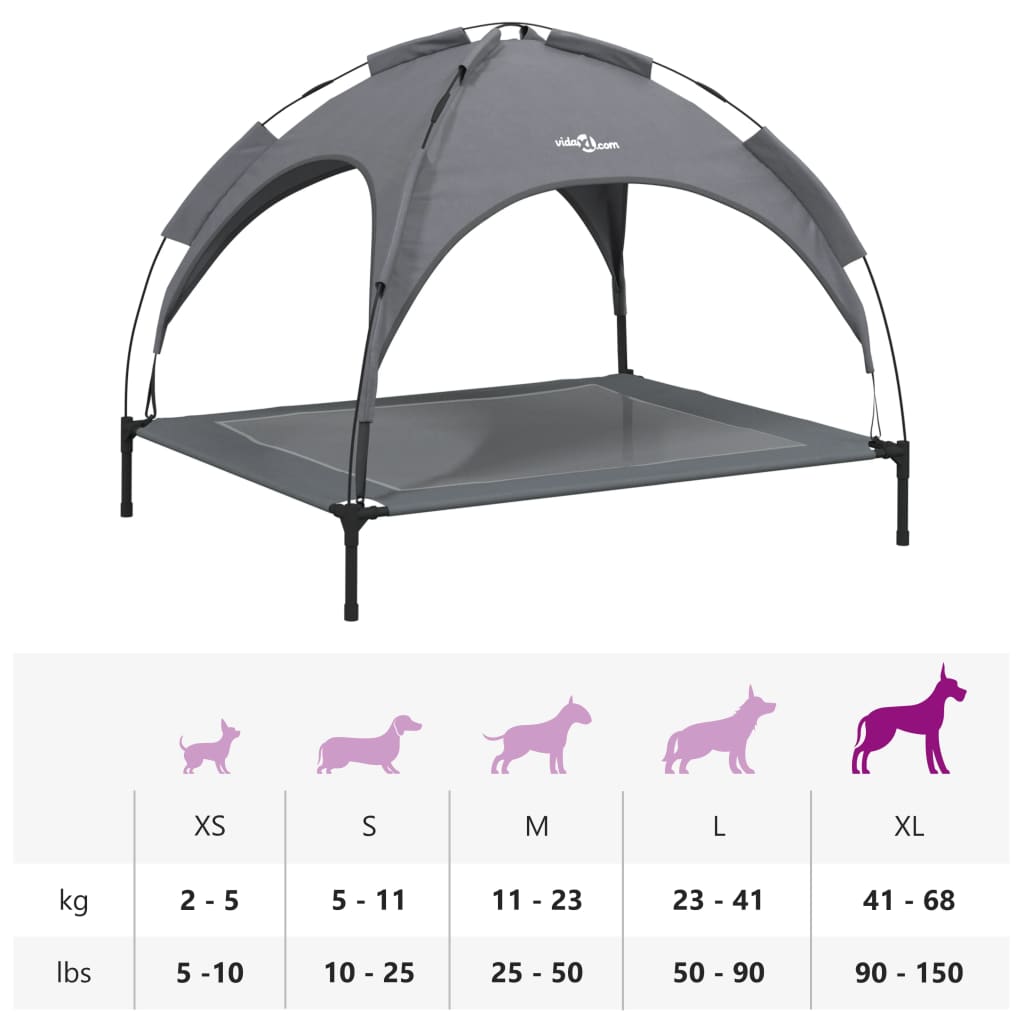 Κρεβάτι Σκύλου με Σκίαστρο Ανθρακί Ύφασμα Oxford και Ατσάλι - PAKOBAZAAR