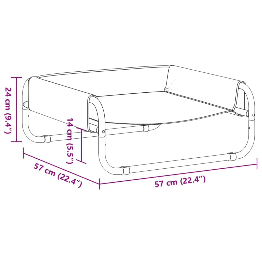 Κρεβάτι Σκύλου Υπερυψωμένο Ανθρακί από Ύφασμα Oxford και Ατσάλι - PAKOBAZAAR