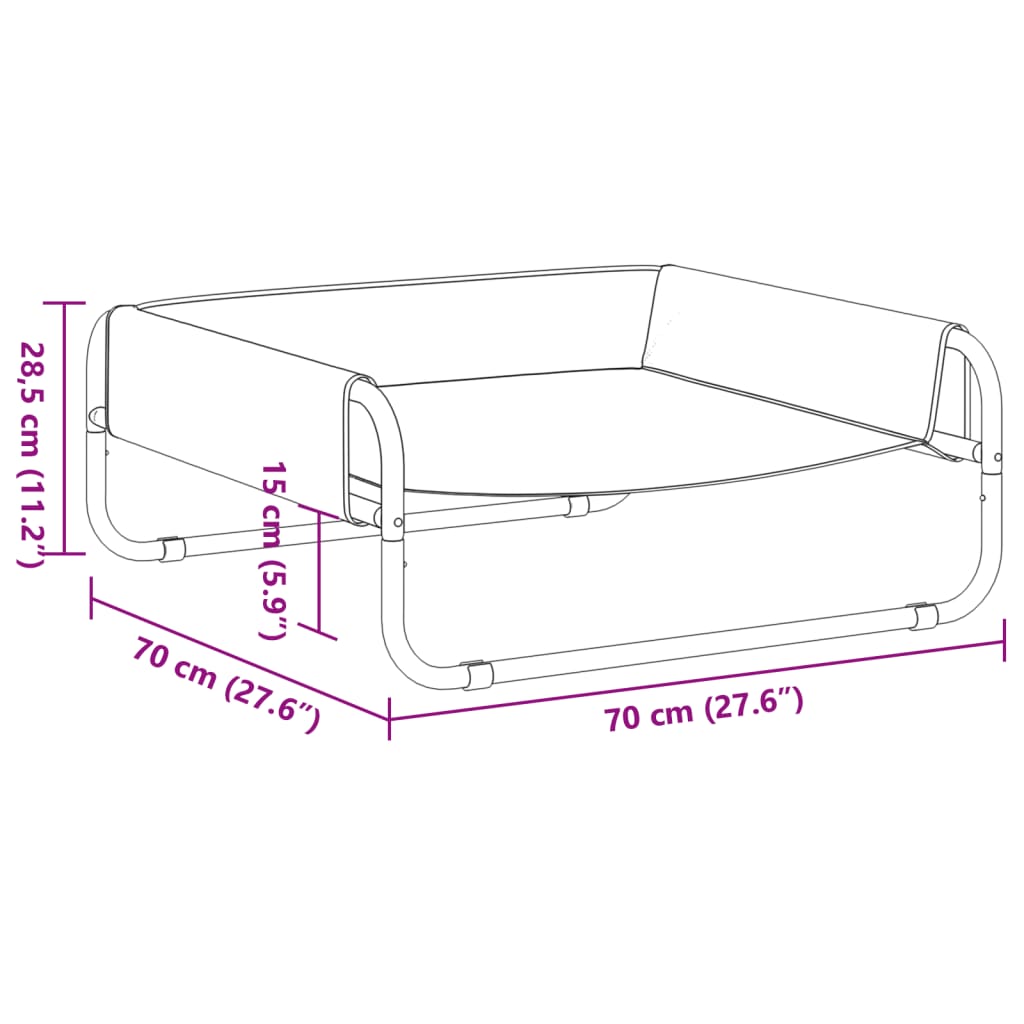 Κρεβάτι Σκύλου Υπερυψωμένο Ανθρακί από Ύφασμα Oxford και Ατσάλι - PAKOBAZAAR