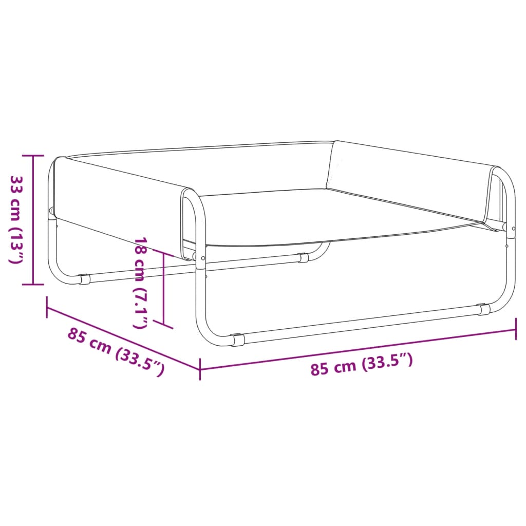 Κρεβάτι Σκύλου Υπερυψωμένο Ανθρακί από Ύφασμα Oxford και Ατσάλι - PAKOBAZAAR