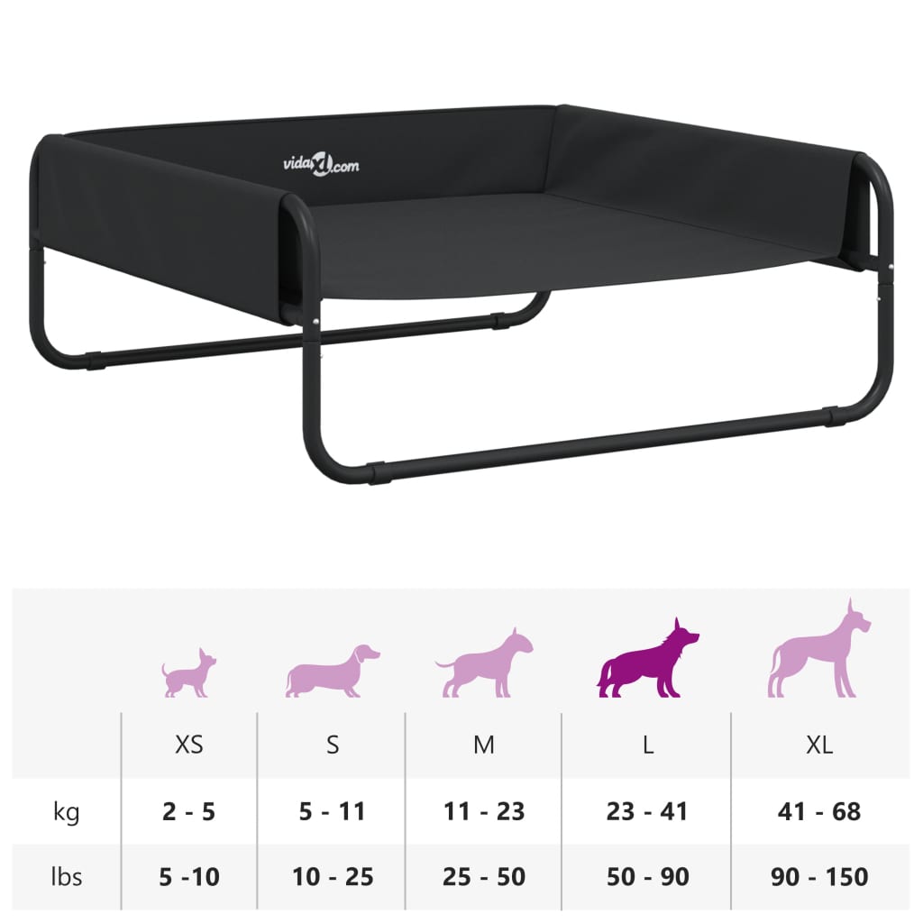 Κρεβάτι Σκύλου Υπερυψωμένο Ανθρακί από Ύφασμα Oxford και Ατσάλι - PAKOBAZAAR