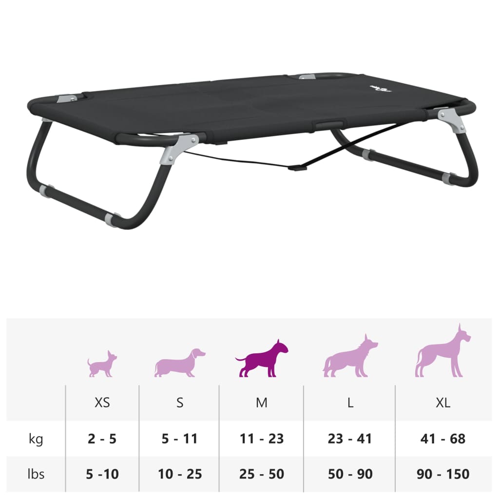 Κρεβάτι Σκύλου Πτυσσόμενο Ανθρακί Ύφασμα Oxford και Ατσάλι - PAKOBAZAAR