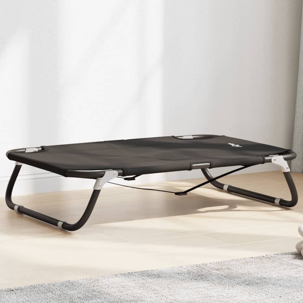 Κρεβάτι Σκύλου Πτυσσόμενο Ανθρακί Ύφασμα Oxford και Ατσάλι - PAKOBAZAAR