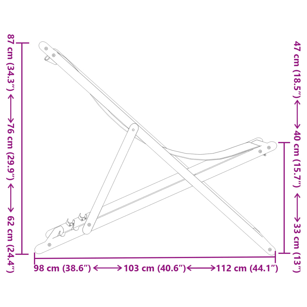 Σεζλόνγκ Πτυσσόμενη Μπλε/Λευκό Μασίφ Ξύλο Ευκαλύπτου και Ύφασμα
