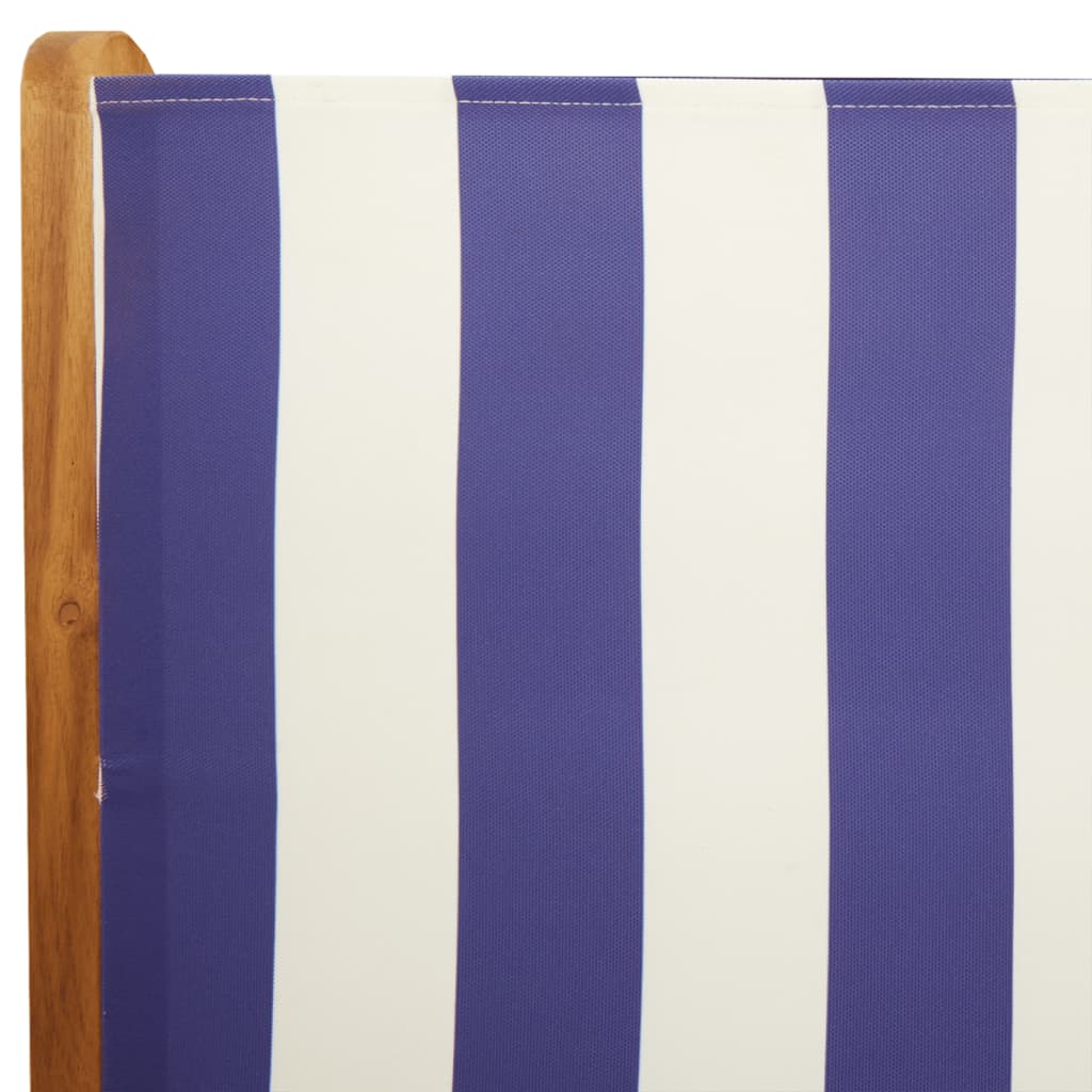 Καρέκλες Κήπου 2τεμ. Μπλε / Λευκό Μασίφ Ακακία & Ύφασμα