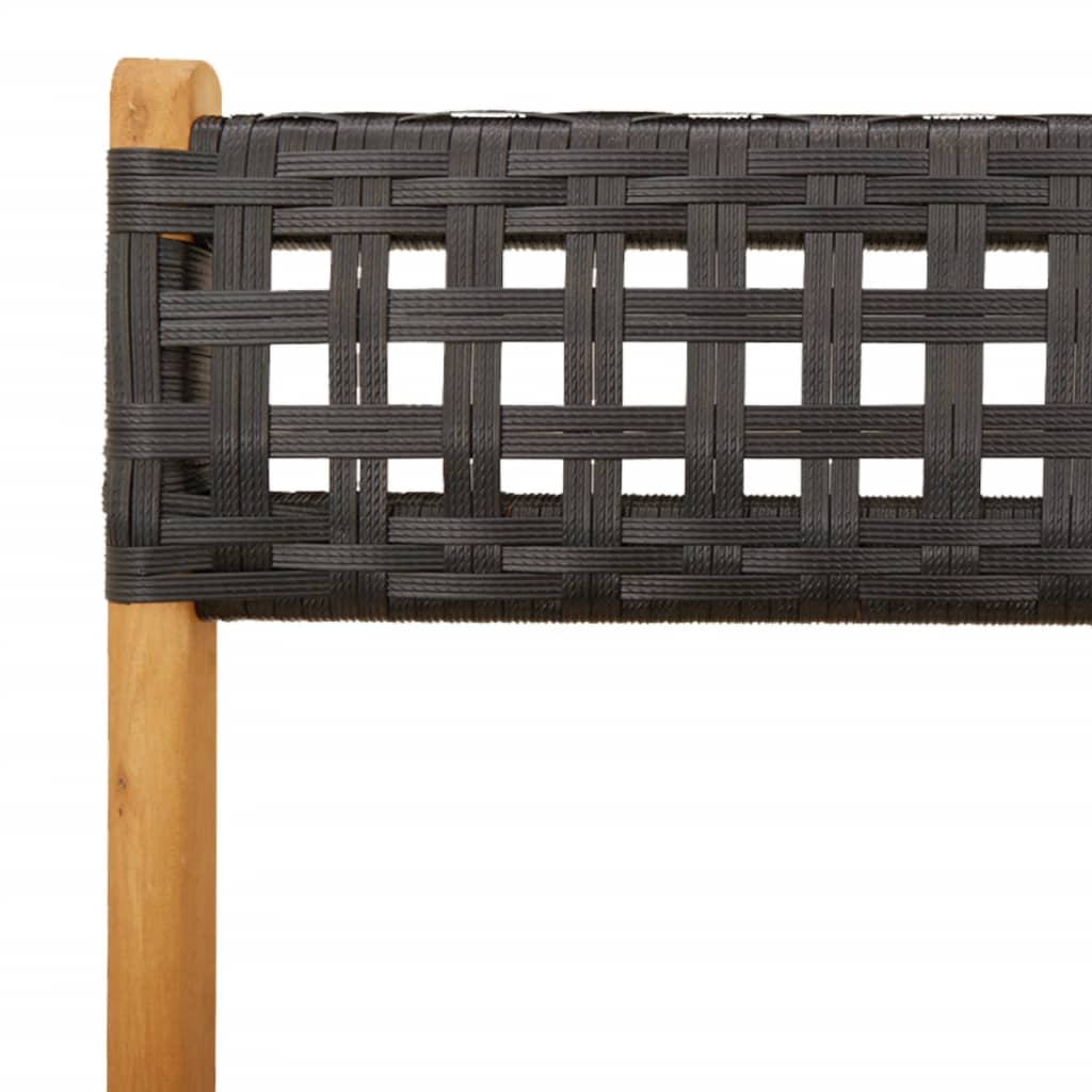 Καρέκλες Μπιστρό 2 τεμ. Μαύρες Μασίφ Ξύλο Ακακίας & Συνθ. Ρατάν