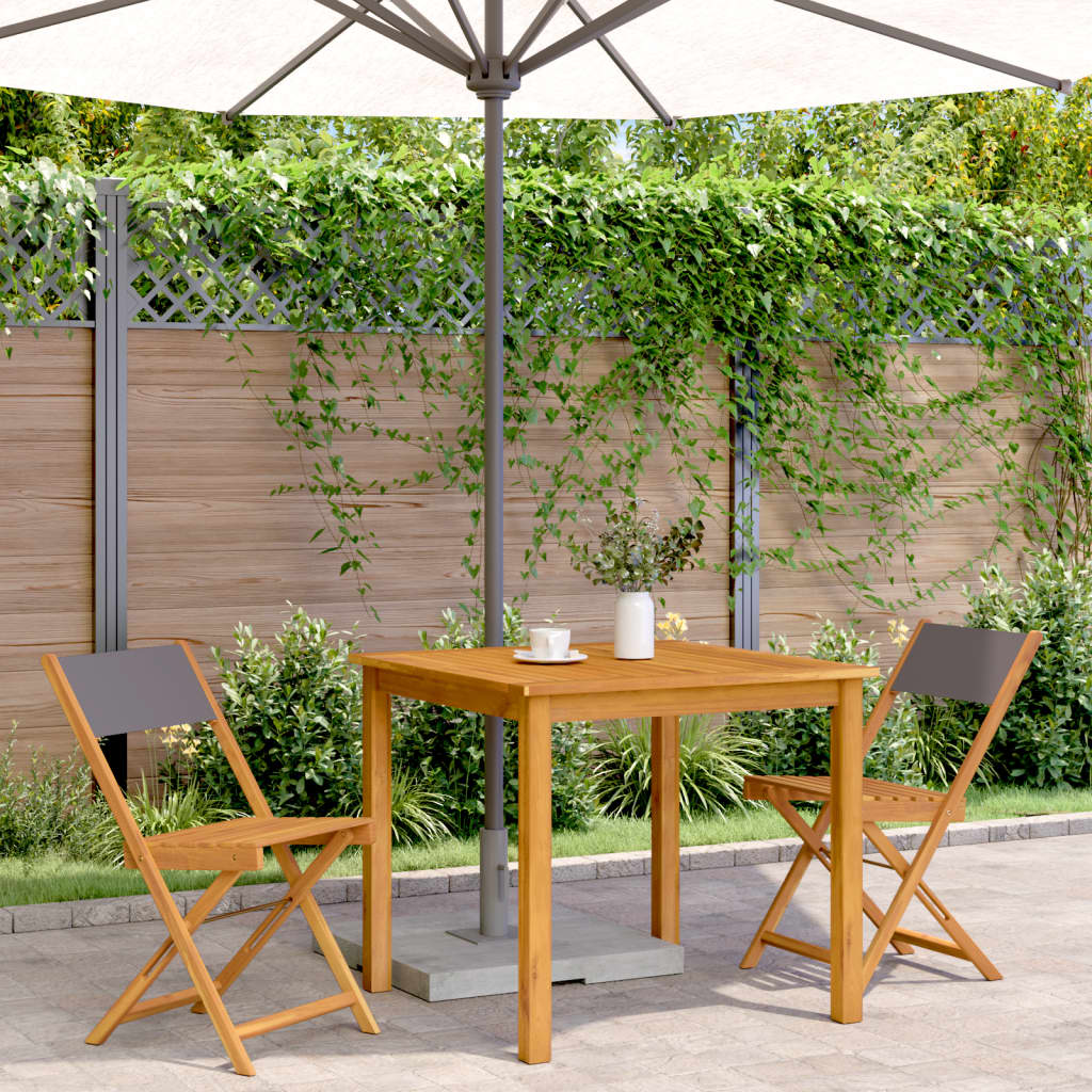 Καρέκλες Μπιστρό 2 τεμ. Ανθρακί Μασίφ Ακακία & Ύφασμα