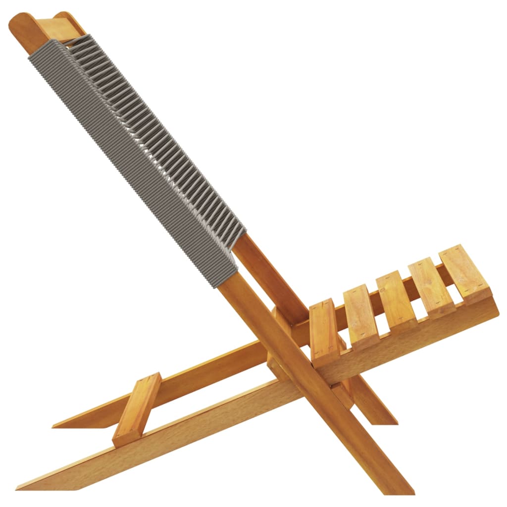 Καρέκλες Κήπου 2τεμ. Γκρι Μασίφ Ξύλο Ακακίας & Πολυπροπυλένιο