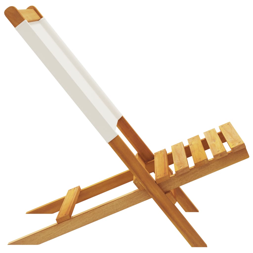 Καρέκλες Κήπου 2τεμ. Κρεμ Λευκό Μασίφ Ακακία & Ύφασμα