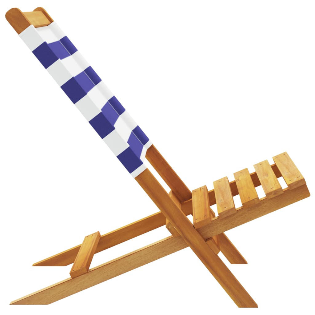 Καρέκλες Κήπου 2τεμ. Μπλε / Λευκό Μασίφ Ακακία & Ύφασμα