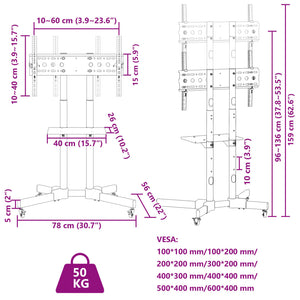 Βάση Τηλεόρασης με Τροχούς 32-70Ιν. Max VESA 600x400χιλ. 50κ.