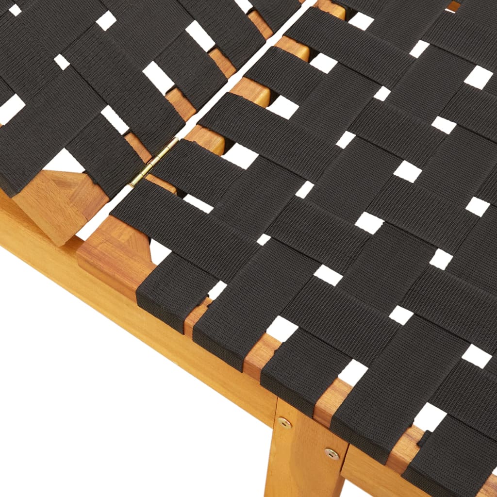 Ξαπλώστρα Μαύρη από Μασίφ Ξύλο Ακακίας και Ύφασμα - Pakobazaar