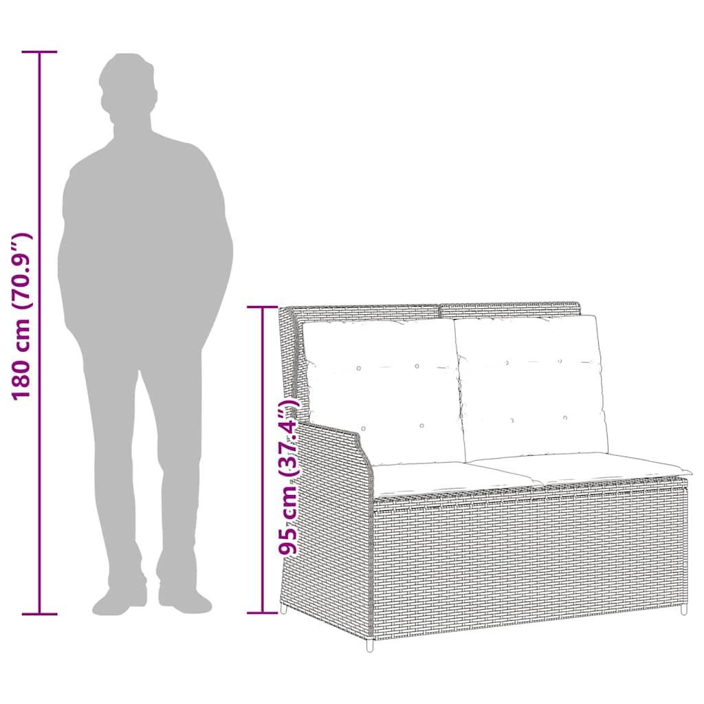 Πάγκος Κήπου Ανακλινόμενος Μπεζ Συνθετικό Ρατάν με Μαξιλάρια