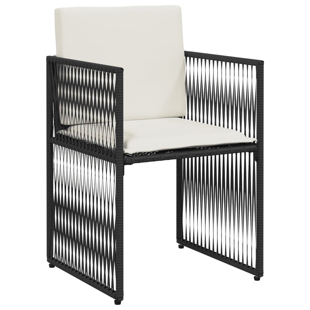 Σετ Τραπεζαρίας Κήπου 7 Τεμ. Μαύρο Συνθετικό Ρατάν με Μαξιλάρια