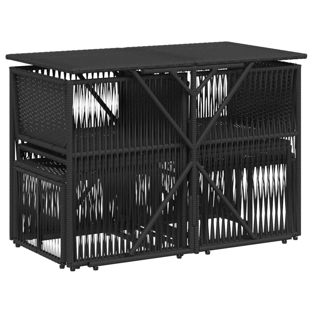 Σετ Τραπεζαρίας Κήπου 7 Τεμ. Μαύρο Συνθετικό Ρατάν με Μαξιλάρια