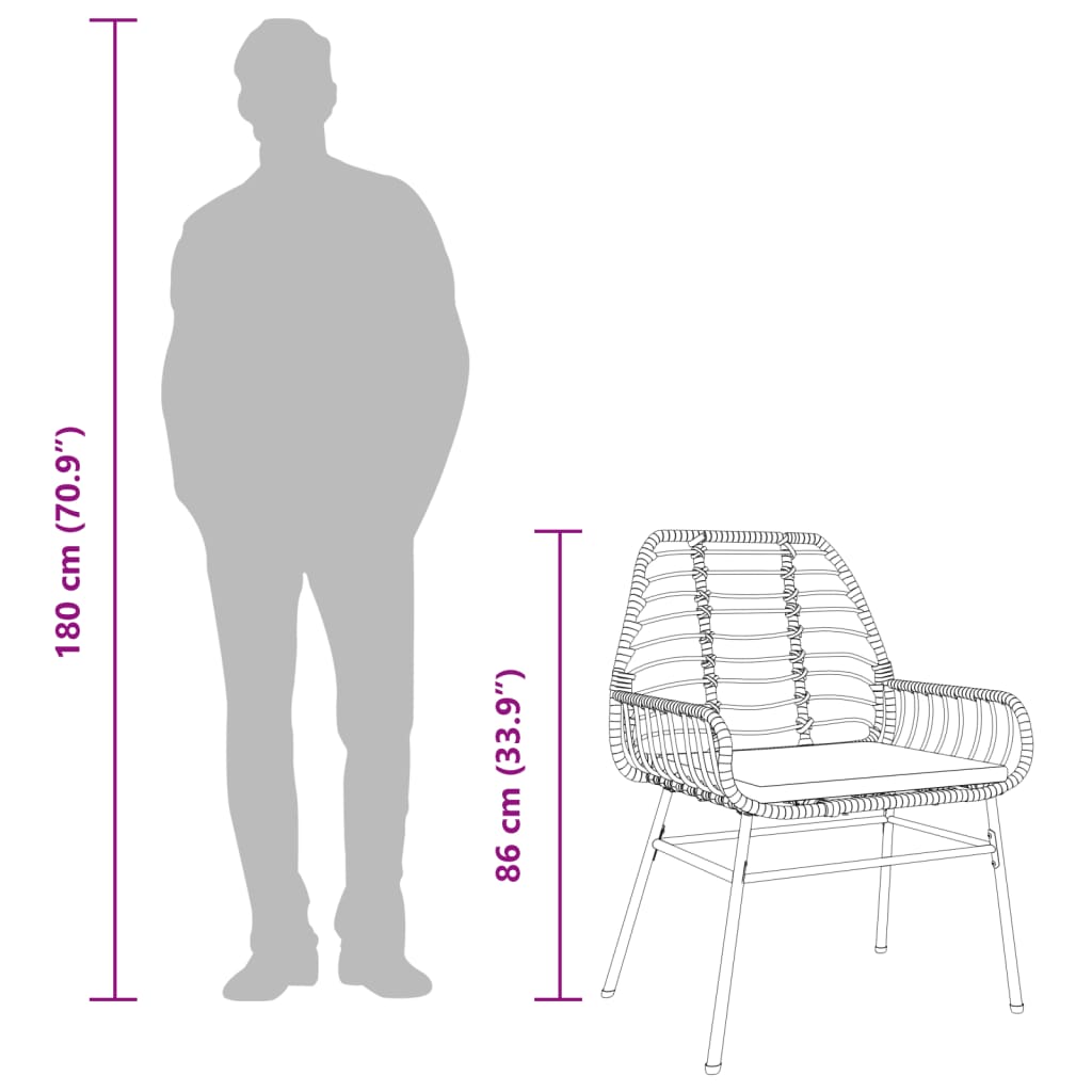 Καρέκλες Κήπου 2 τεμ. Μαύρες από Συνθετικό Ρατάν με Μαξιλάρια - Pakobazaar