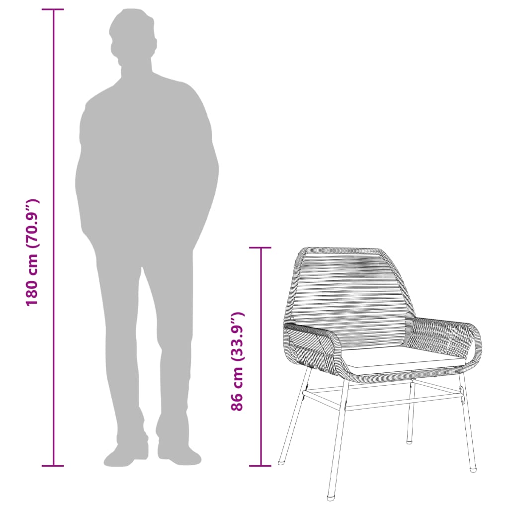 Καρέκλες Κήπου 2 τεμ. Καφέ Συνθ. Ρατάν + Μαξιλάρια