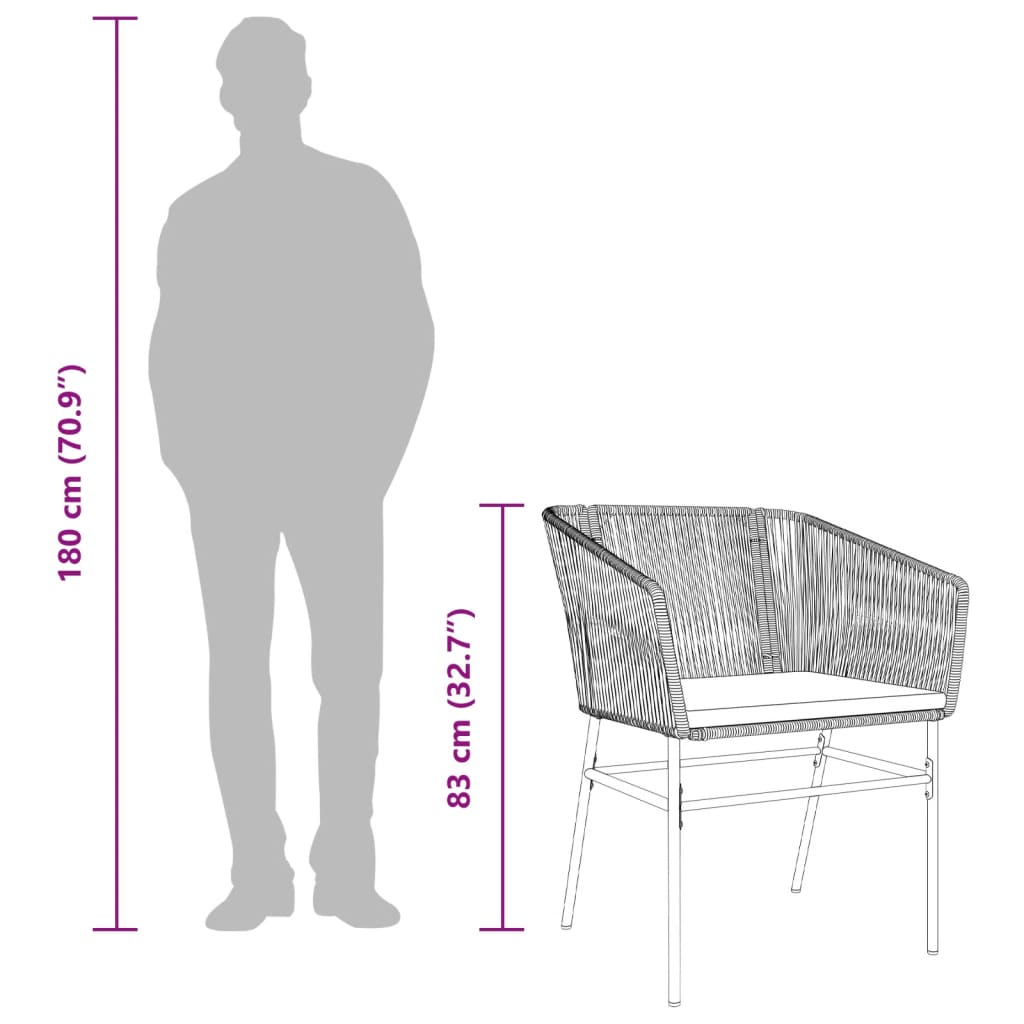 Καρέκλες Κήπου 2 τεμ. Μαύρες από Συνθετικό Ρατάν με Μαξιλάρια