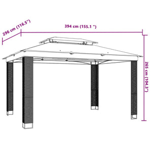 Κιόσκι με Διπλή Οροφή Ανθρακί 3,94x2,96 μ. Ατσάλινο